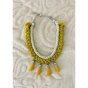 Cotton Necklace with Tassels - Mustard Colour